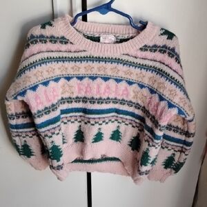 Childs Sweeter Size 4-5. Cozy Pink Patterned Sweater